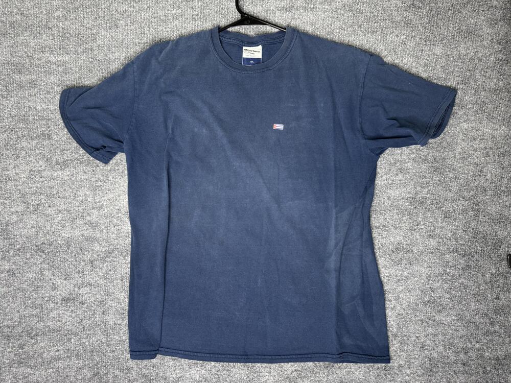 Optima Shirt Mens Large Blue CUBAN Flag Logo Graphic Crewneck Short Sleeve Tee